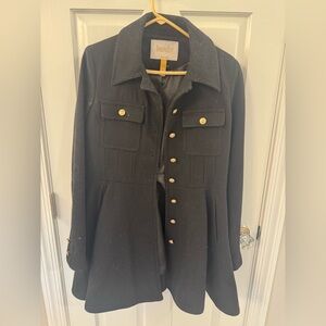 Laundry by Shelli Segal black lined coat with gold buttons size 6